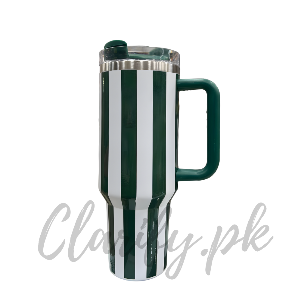 Premium Green Stripe 40oz Tumbler – 1200ml Water Bottle