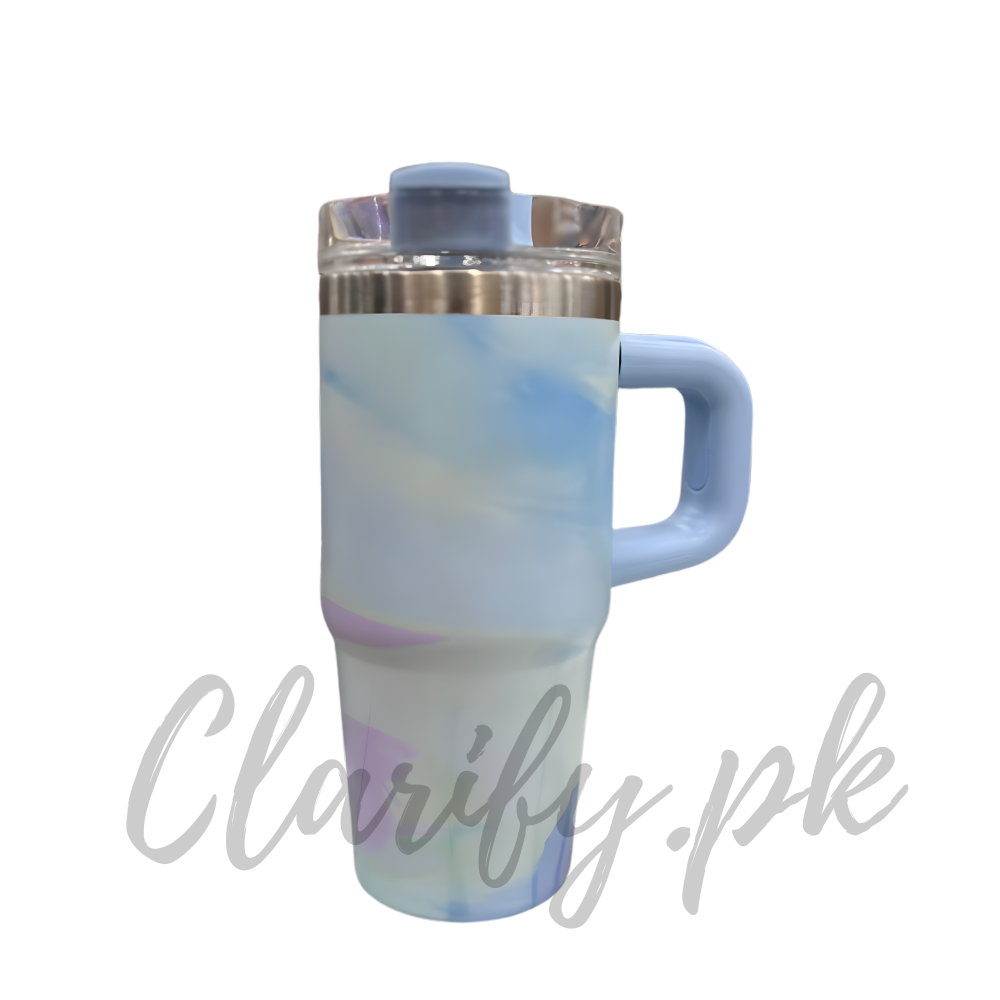 Premium 14oz 420ml Mini Tumbler – Blue Pastel Marble Edition