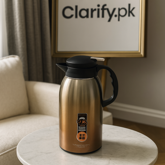 2.2L Stainless Steel Thermal Flask – Grey Brown Hot & Cold Bottle