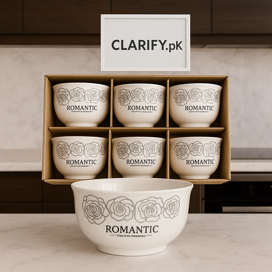 Romantic 6 Pcs Premium Ceramic Bowl Set – White Floral