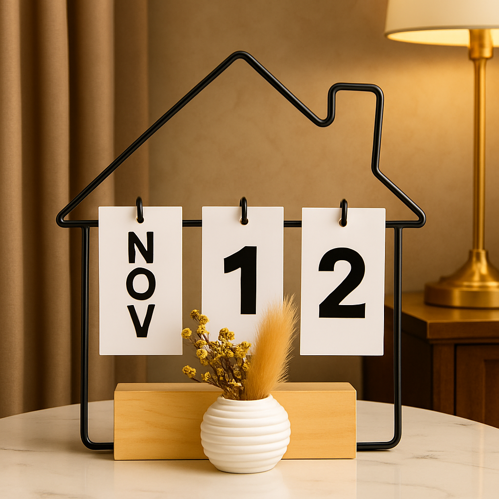 Home Frame Flip Desk Calendar – Wooden Desk Organizer