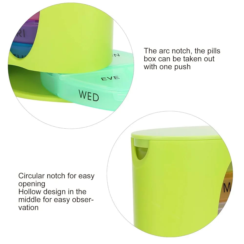 7 Days Pill Storage Box – Colorful Lightweight Travel Pill Organizer