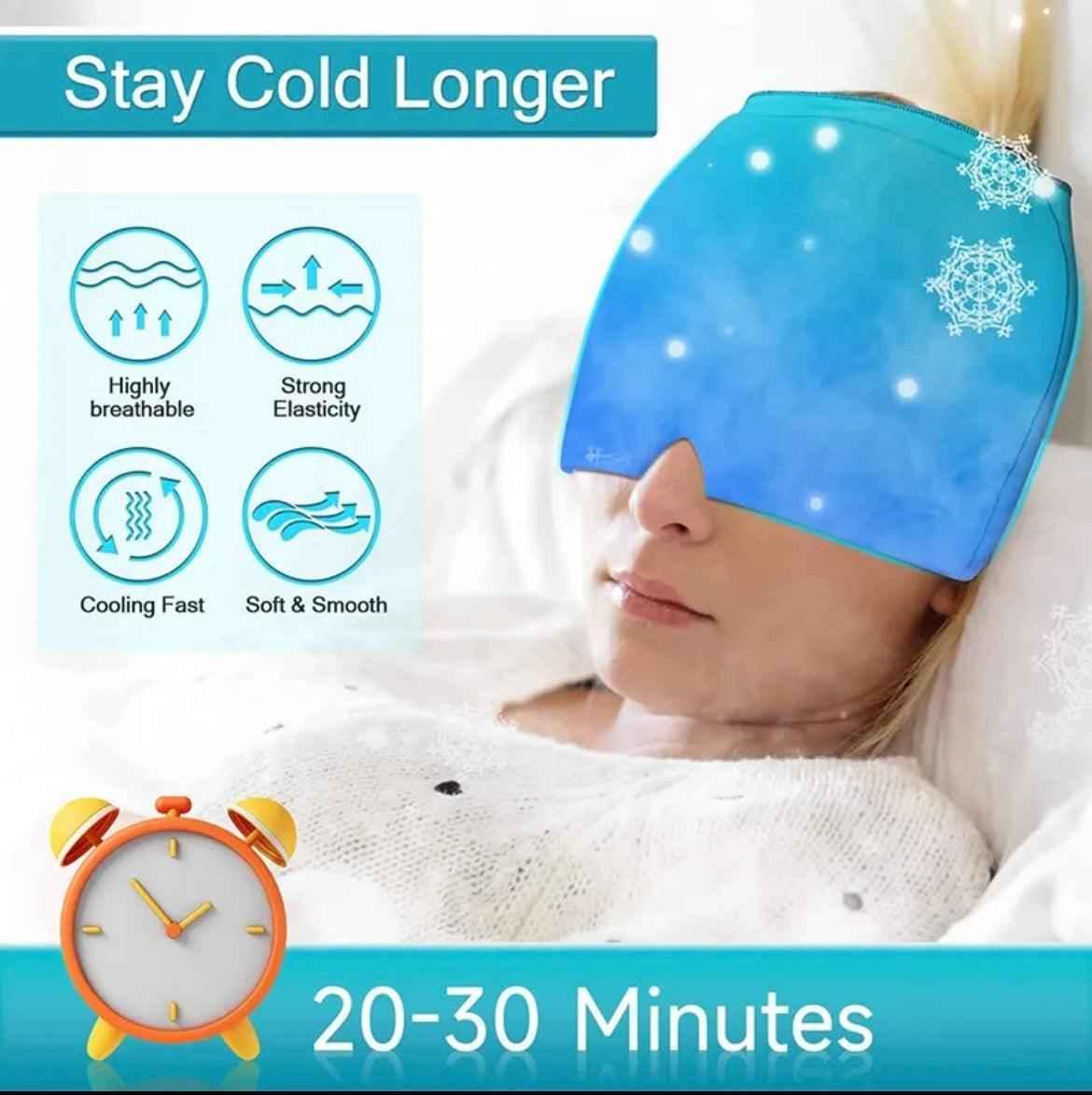 Migraine Relief Hat headache hat Gel Hot Cold Therapy Ice Cap For Relieve Pain Ice Hat Eye Mask.
