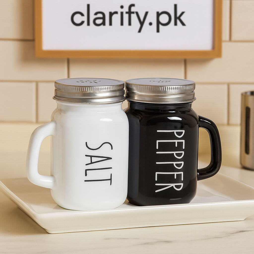 Black & White Salt & Pepper Shaker Set – 2pcs Glass