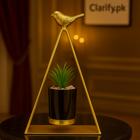 Golden Triangle Bird Metal Plant Pot - Luxury Home Décor