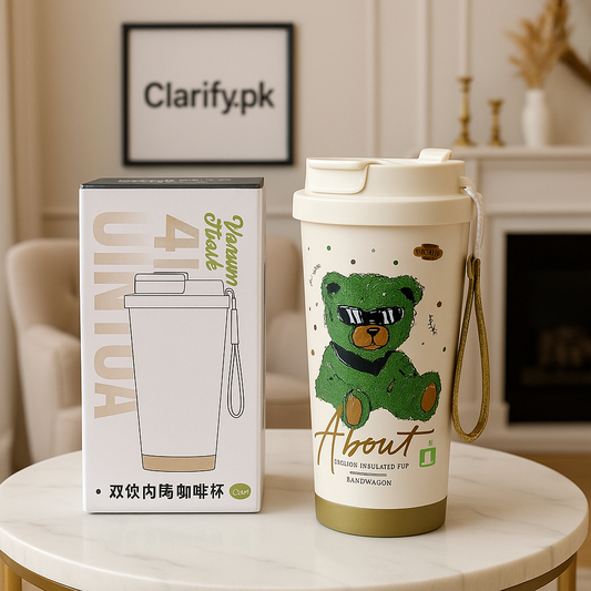 Stylish Green Bear Vacuum Mug – 520ml