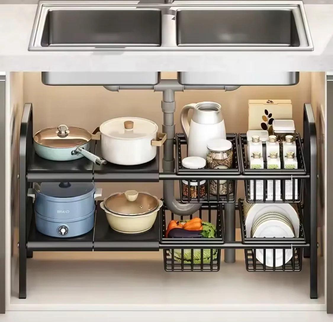 2 Tier Under Sink Organizer for Efficient Storage