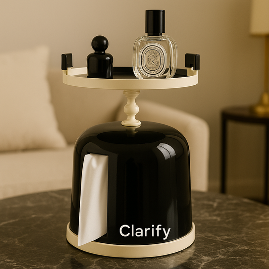 Modern Dual-Layer Black Tissue Holder Stand