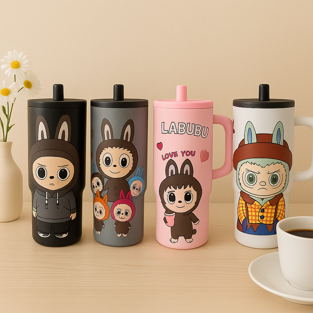 890ml Labubu Stainless Steel Tumbler – Insulated Drink Cup (Random Design)