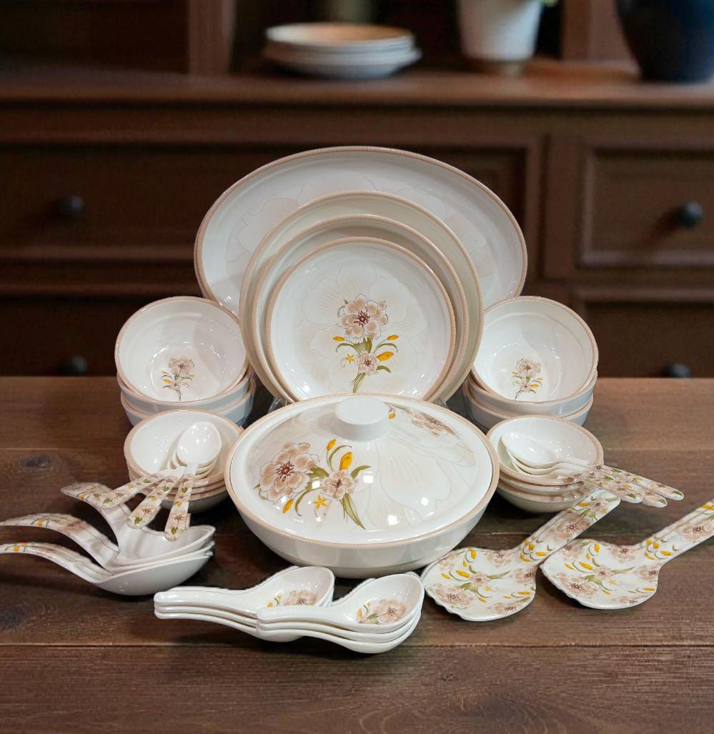 Premium 54 PCS Melamine Dinner Set – Luxury Floral Edition