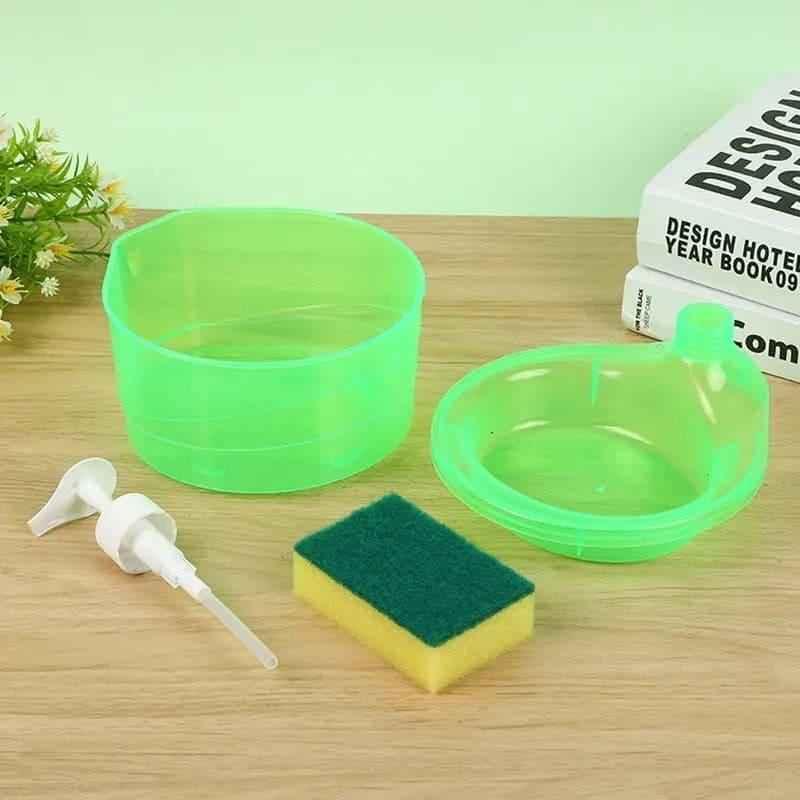 Round Transparent Kitchen Liquid Dispenser with Sponge.