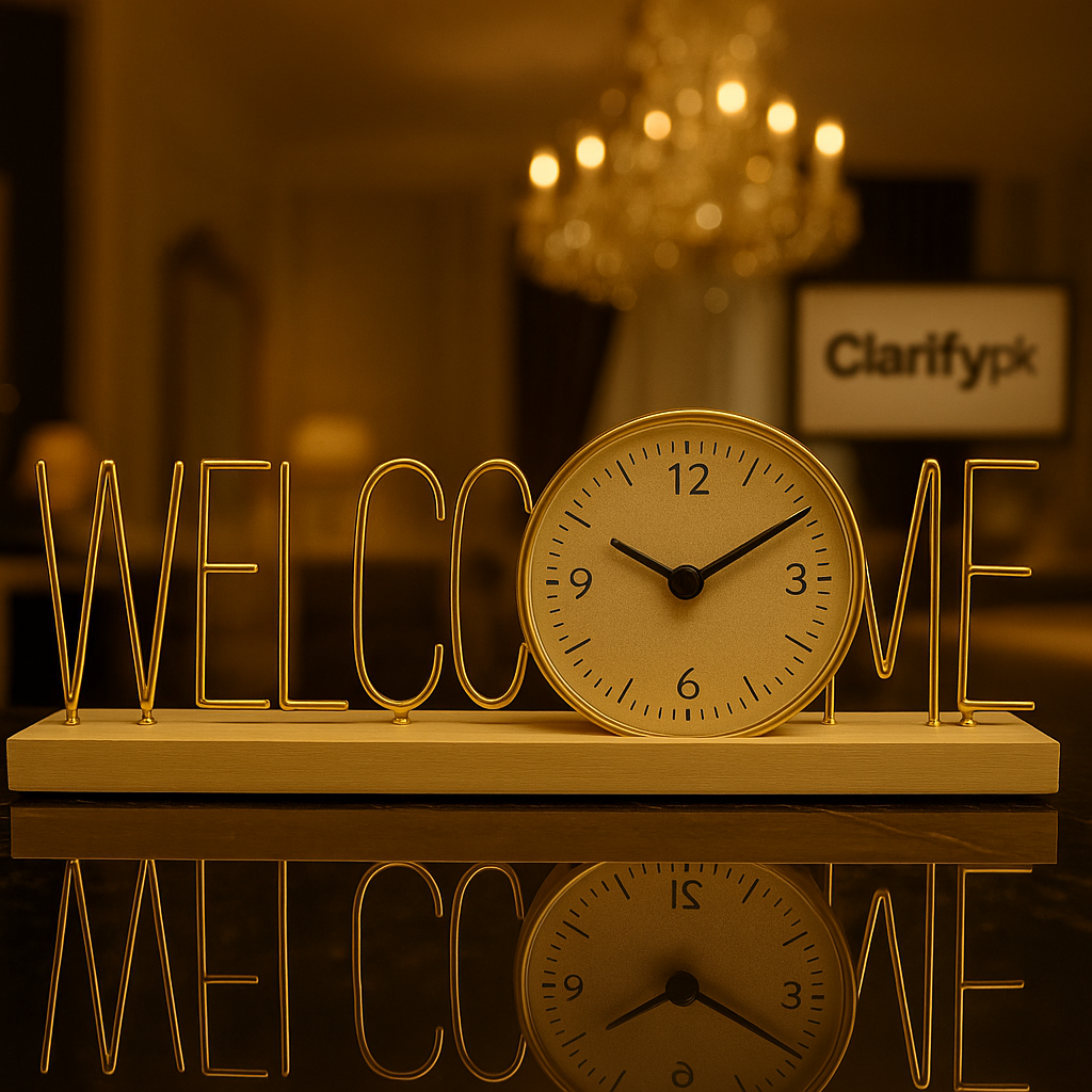 Modern WELCOME Decorative Table Clock – Desk Home Decor