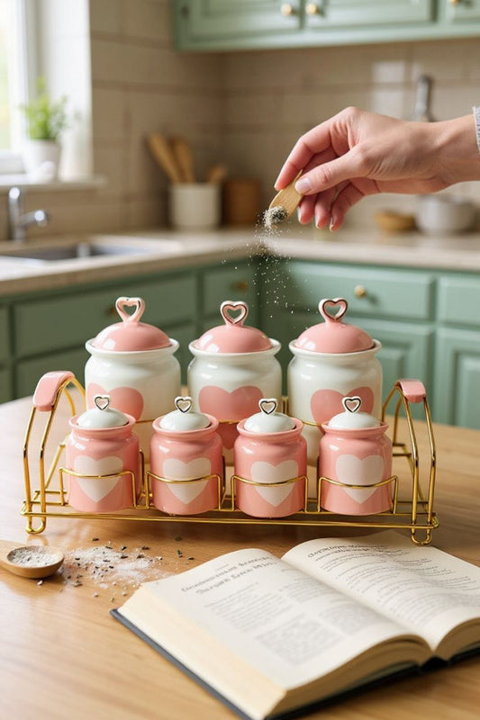 Premium Set of 7 Lovely Airtight Jars – Kitchen Storage Containers