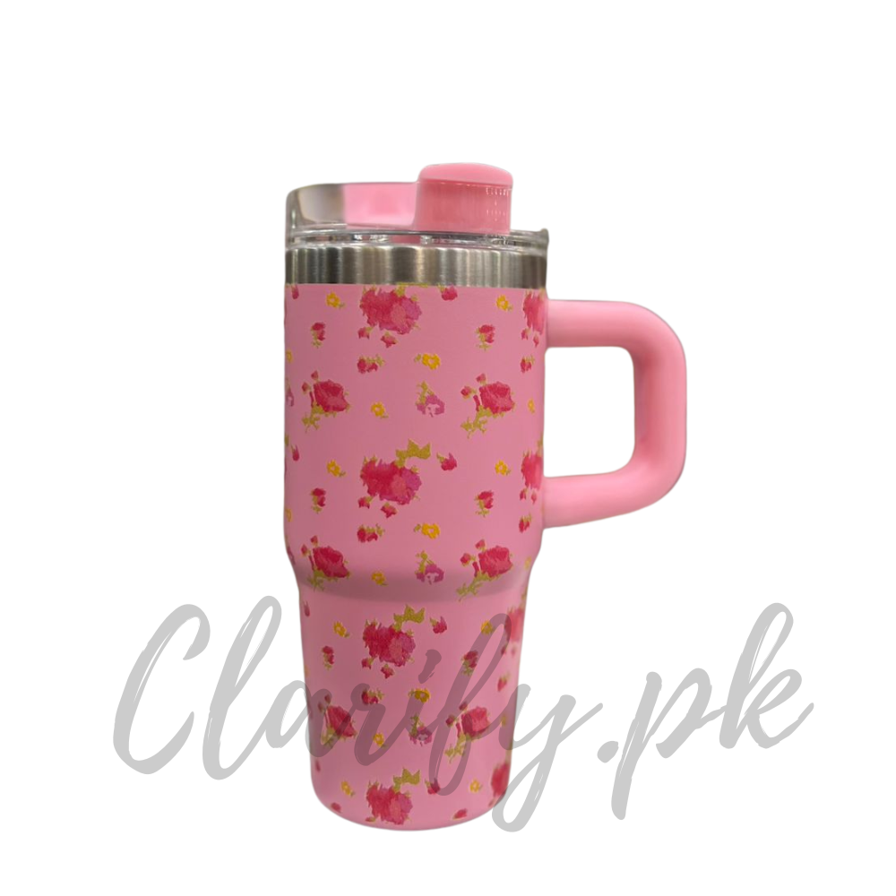 Premium 14oz 420ml Mini Tumbler – Pink Floral Pattern Edition