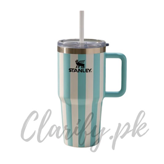Stanley Style Sky Blue Striped Tumbler – Premium Quality
