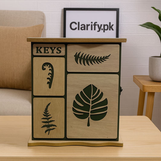 Wooden Key Box – Leaves Design Wall Mounted Organizer