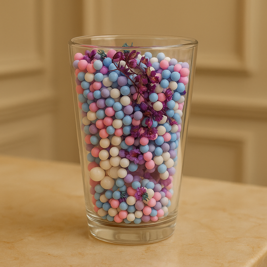 Pastel Bloom Double Wall Glass Cup – Decorative Floral Cup