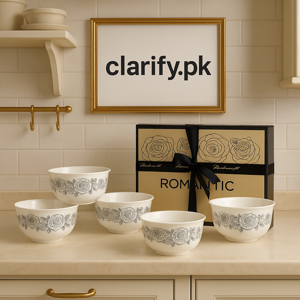 6 Pcs Ceramic Cup Set with Elegant Rose Design