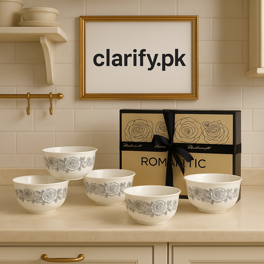 6 Pcs Ceramic Cup Set with Elegant Rose Design
