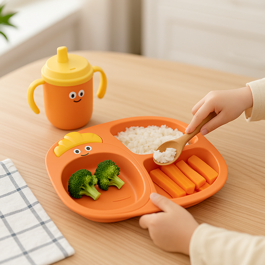 Cute Compartment Plate – Food Grade Plastic Kids Dinner Plate
