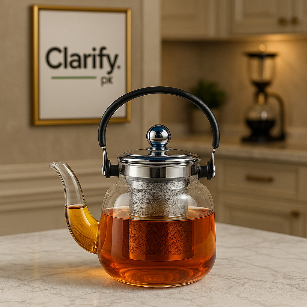Transparent Glass Teapot with Stainless Steel Filter