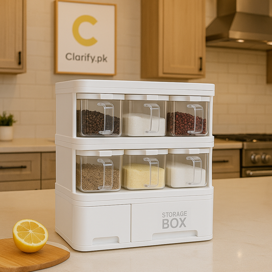 Luxury White Masala Storage Box – 12 Jar Spice Rack for Kitchen