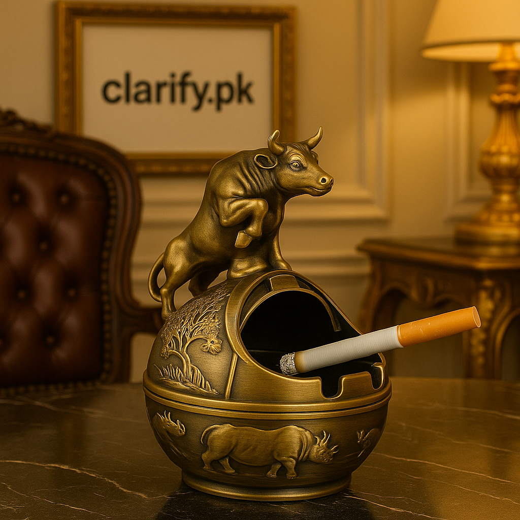 Metal Bull Round Ashtray – Vintage Table Decor