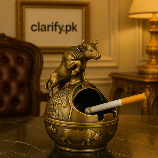 Metal Bull Round Ashtray – Vintage Table Decor