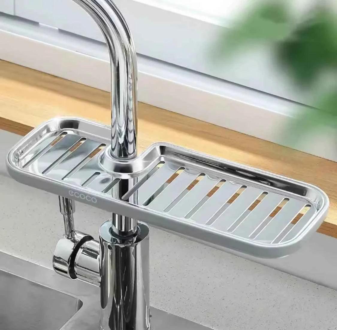 Stainless Steel Faucet Rack, Kitchen Storage Shelf Sponge Dish Cloth Finishing Rack.