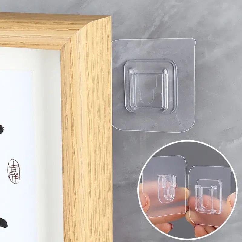 Pack of 4 Transparent Adhesive Wall Hooks, Double-Sided Mounts for Easy Installation - Clarify.pk