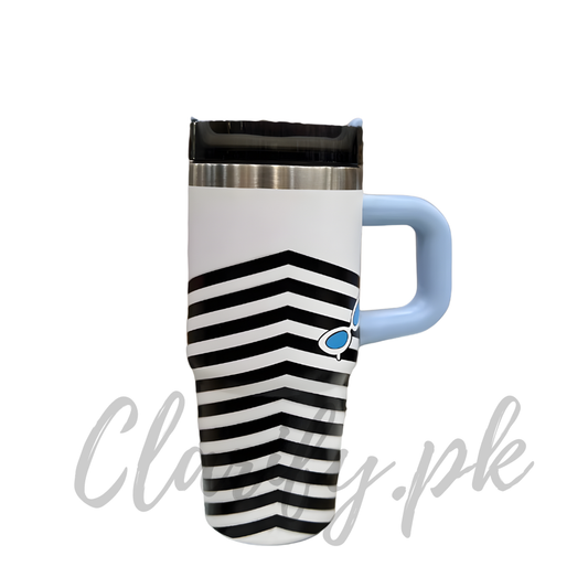 Premium Black & White Stripe 14oz Mini Tumbler – 420ml