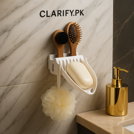Self Adhesive Soap Dish with Mobile & Toothbrush Holder