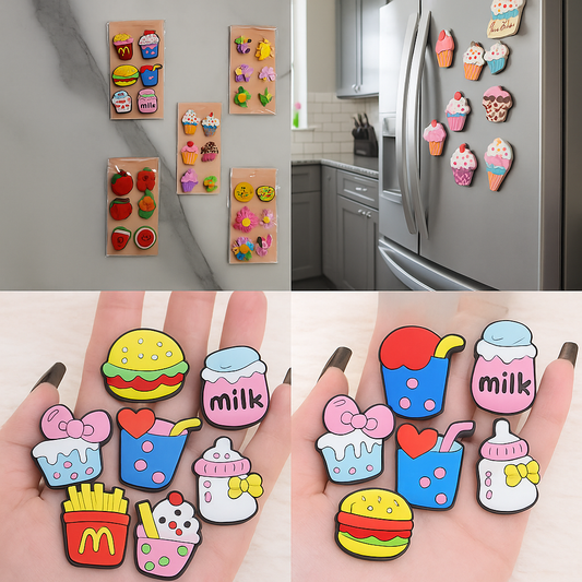 Cute Cartoon Fridge Magnets – 6pcs Mixed Designs