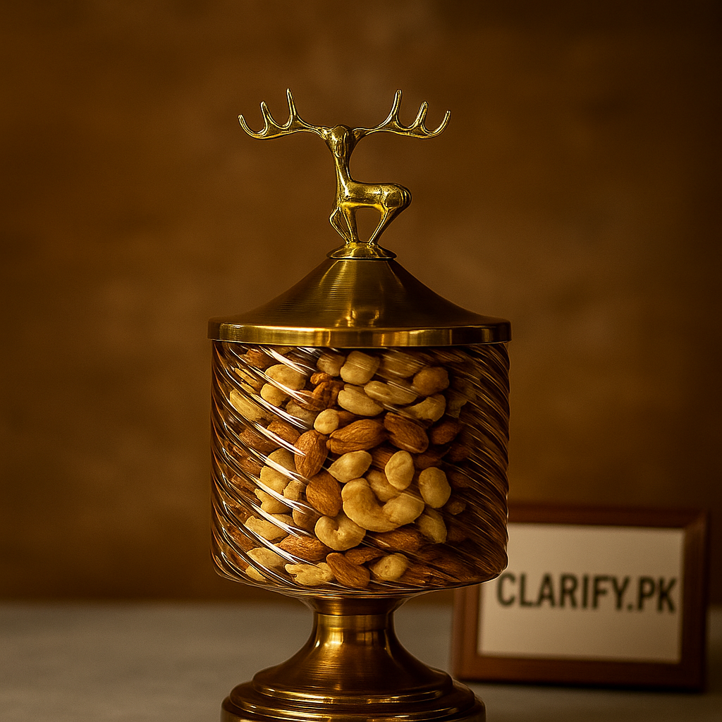 Golden Spiral Deer Glass Jar – Luxury Candy & Snack Storage