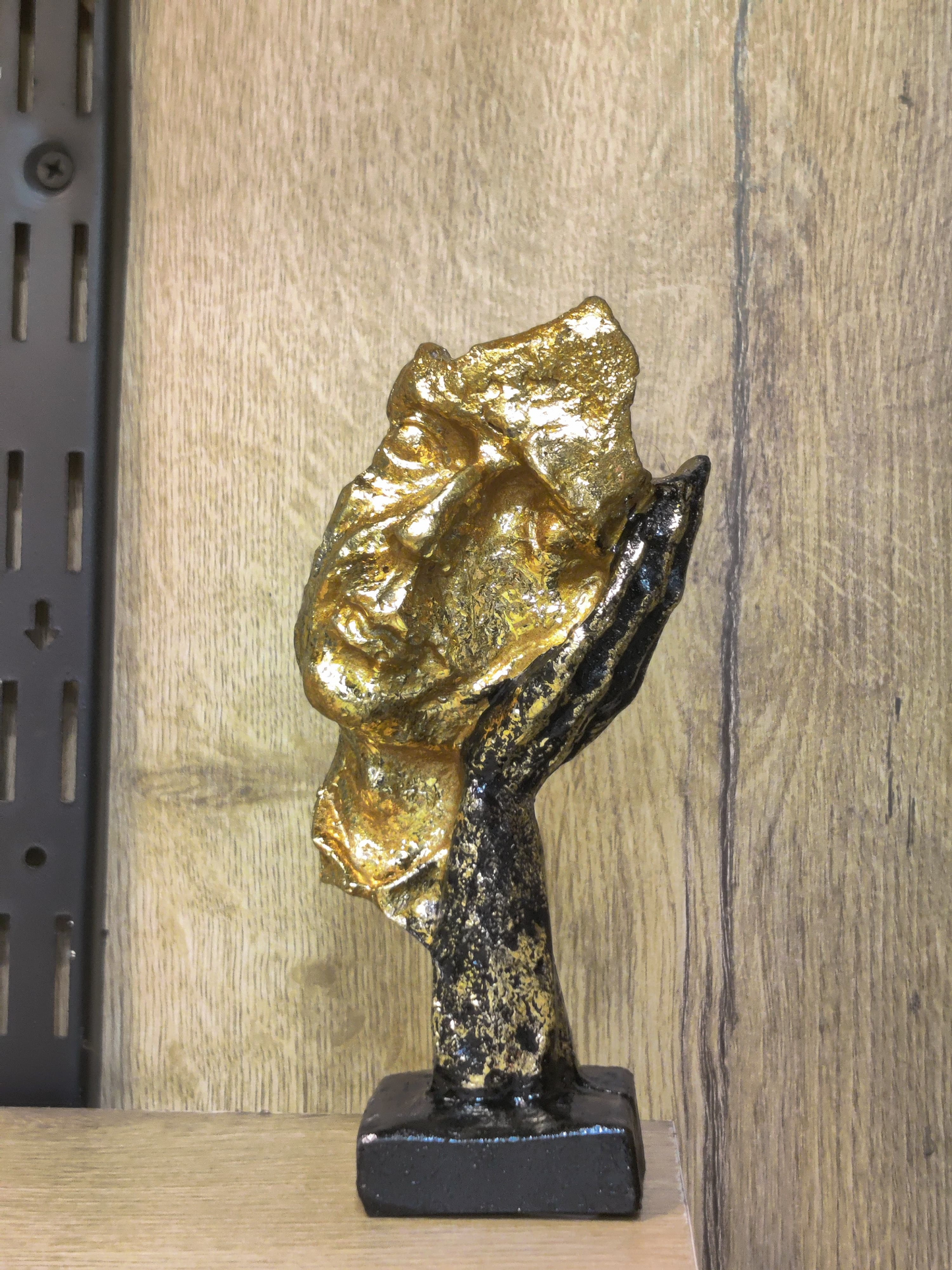Premium Gold Abstract Face Statue Set – Modern Fiber Art Décor