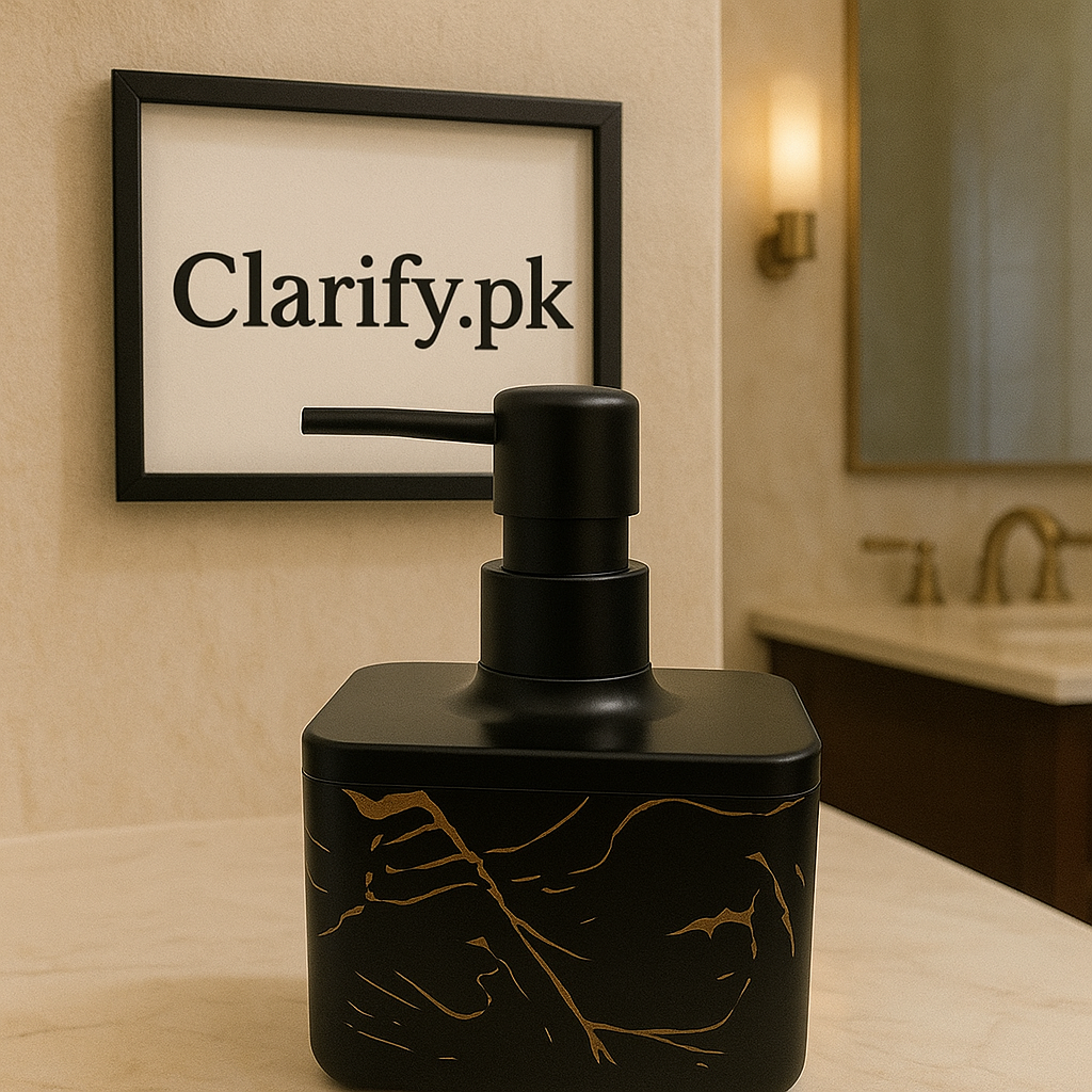 Black Marble Style Soap Dispenser with Handle Pump – Plastic