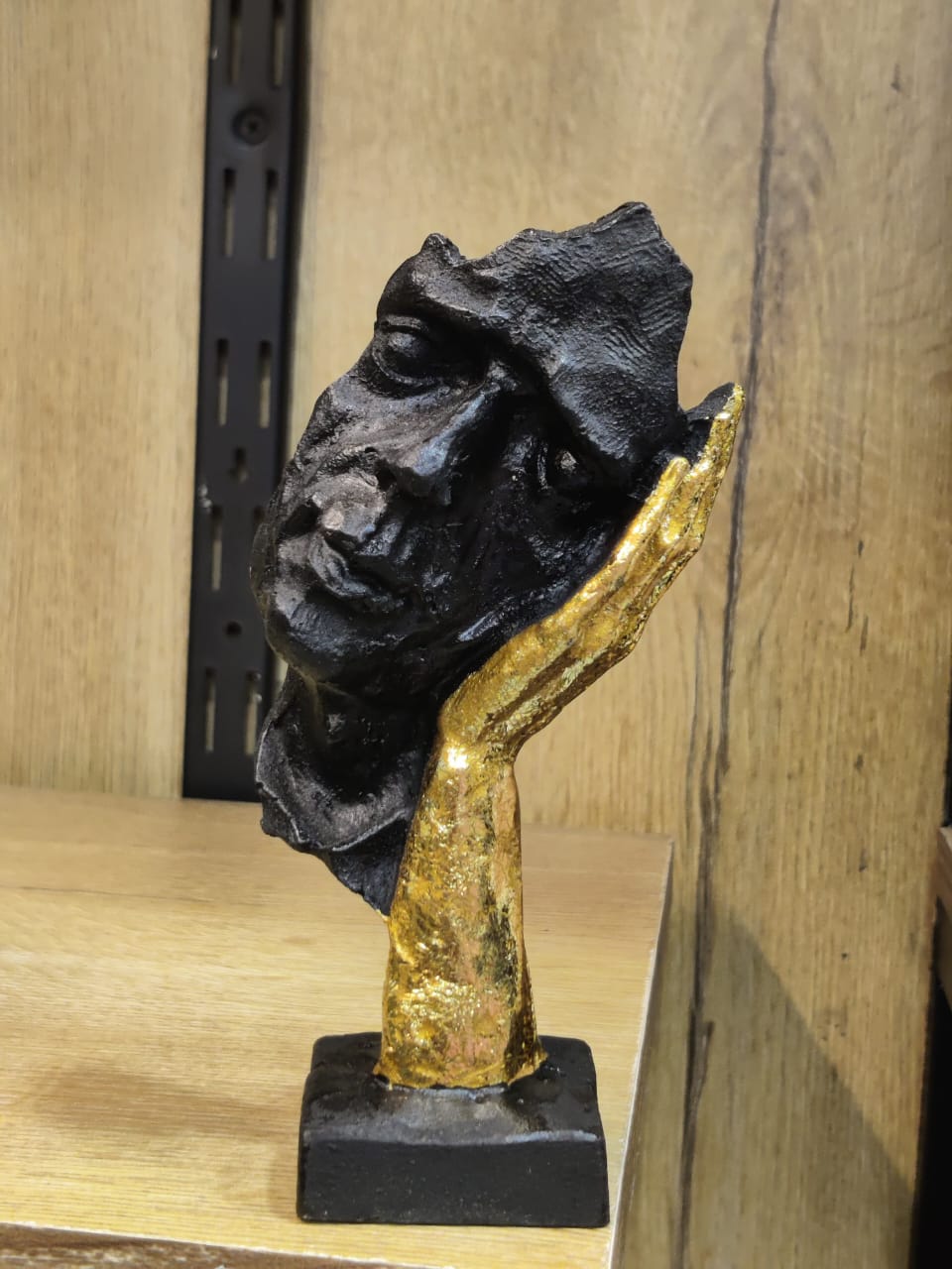 Premium Black Abstract Face Statue Set – Modern Fiber Art Décor