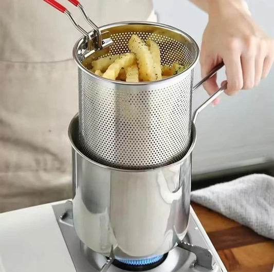 1200ML Stainless Steel Deep Fryer with Basket for Home Cooking