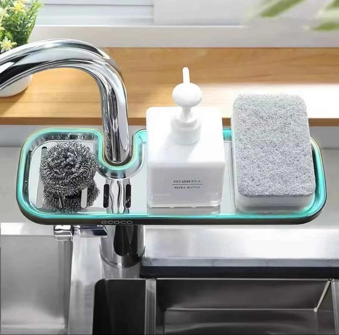Stainless Steel Faucet Rack, Kitchen Storage Shelf Sponge Dish Cloth Finishing Rack.