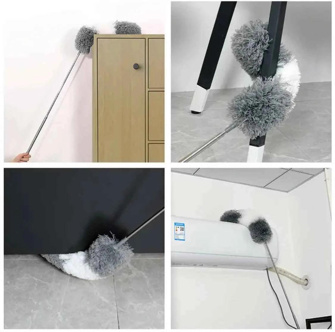 Extendable Feather Duster Brush with Extra Long Pole Bendable Head Long Handle Dusters for Cleaning Ceiling Fan High Ceiling And Furniture.