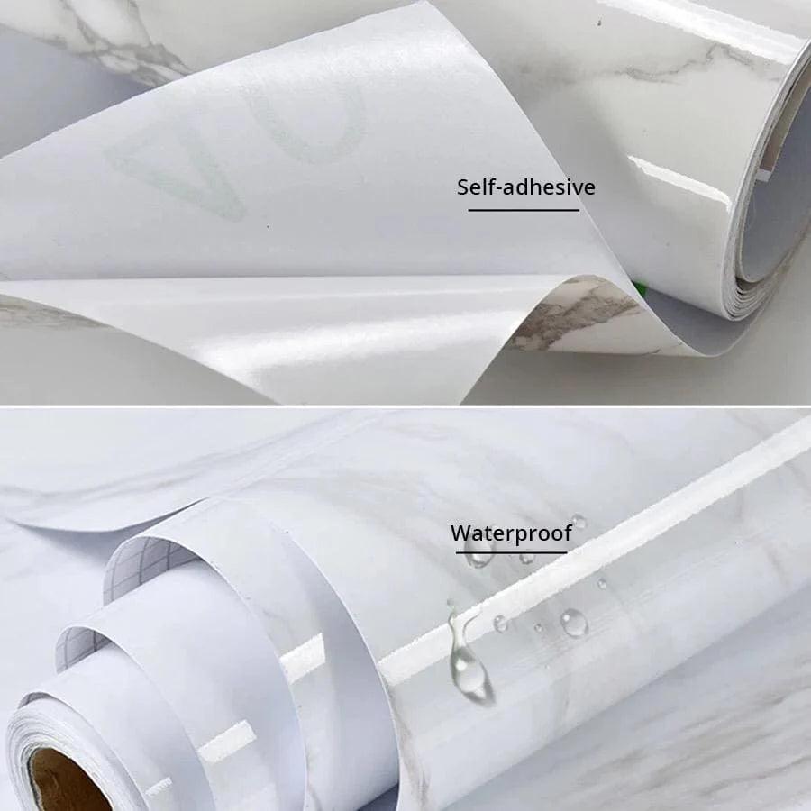 Self-Adhesive Marble-Style Wallpaper Stickers for Kitchen Cabinets and Furniture Decor - Clarify.pk