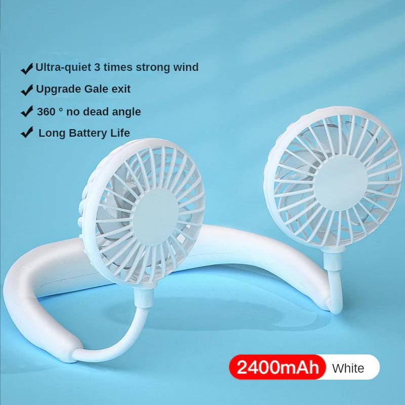 Rechargeable Neck Fan - Portable Dual Head Hands-Free Cooling Fan