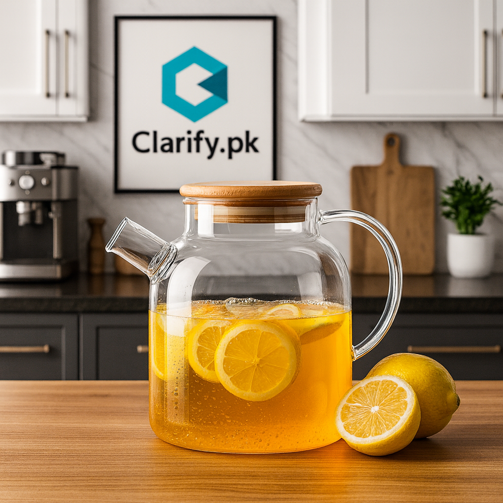 Premium 1800ml Glass Kettle with Wooden Lid