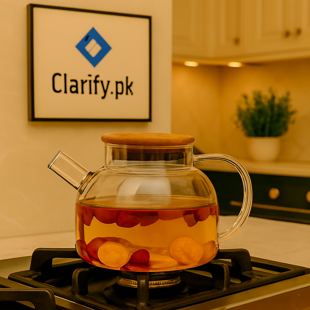 Premium 800ml Glass Kettle with Bamboo Lid