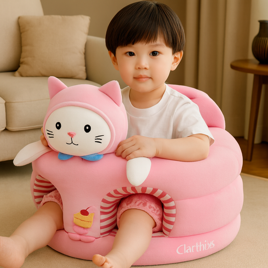 Pink Bunny Baby Seater – Soft Plush 360° Support