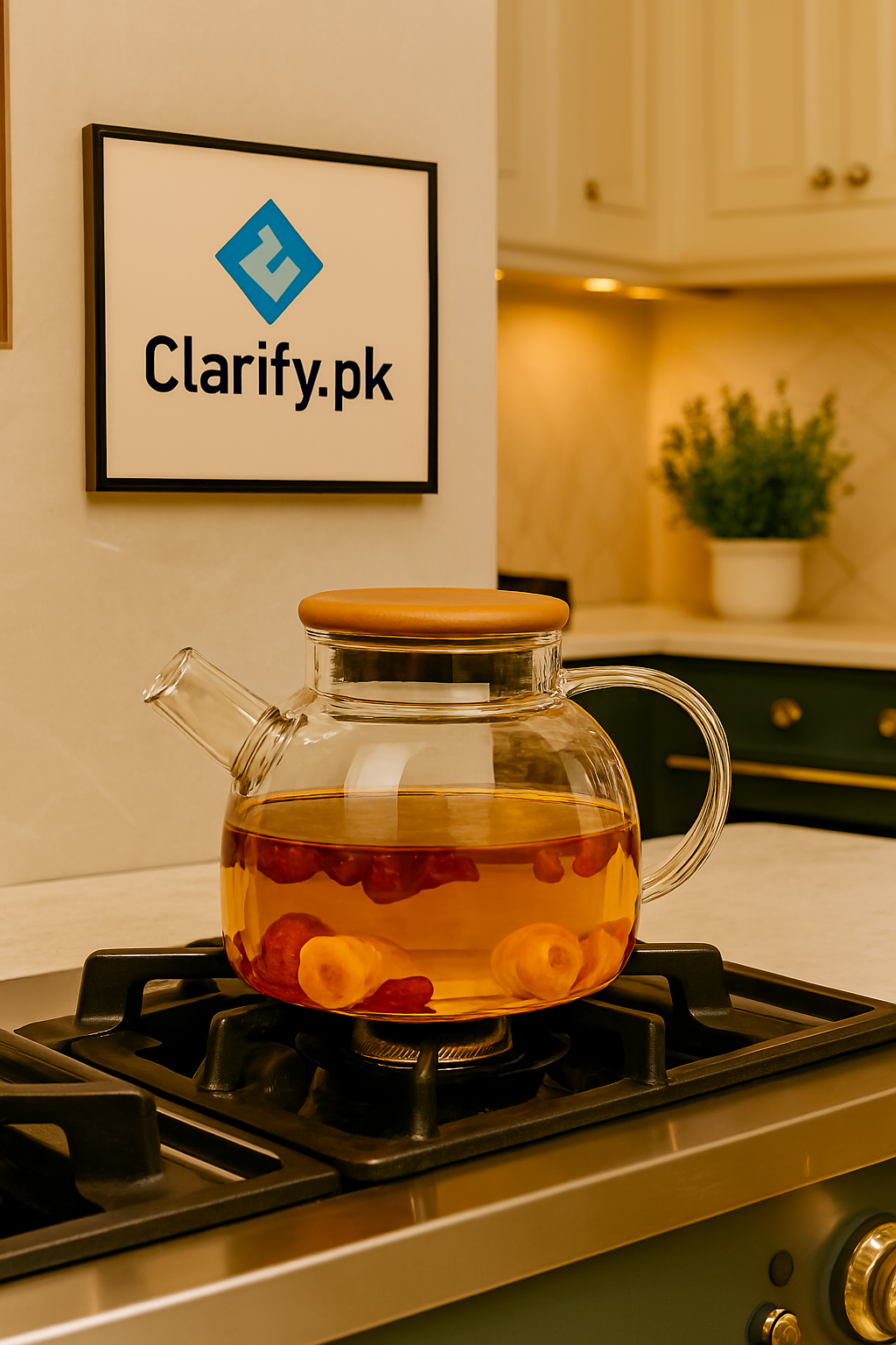 Premium 800ml Glass Kettle with Bamboo Lid