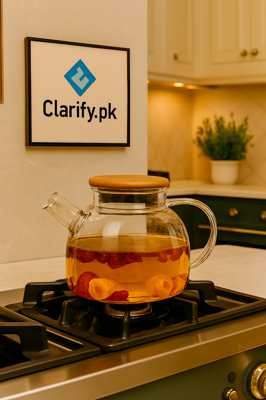 Premium 800ml Glass Kettle with Bamboo Lid