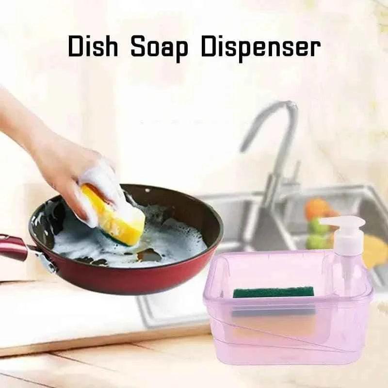 Round Transparent Kitchen Liquid Dispenser with Sponge.