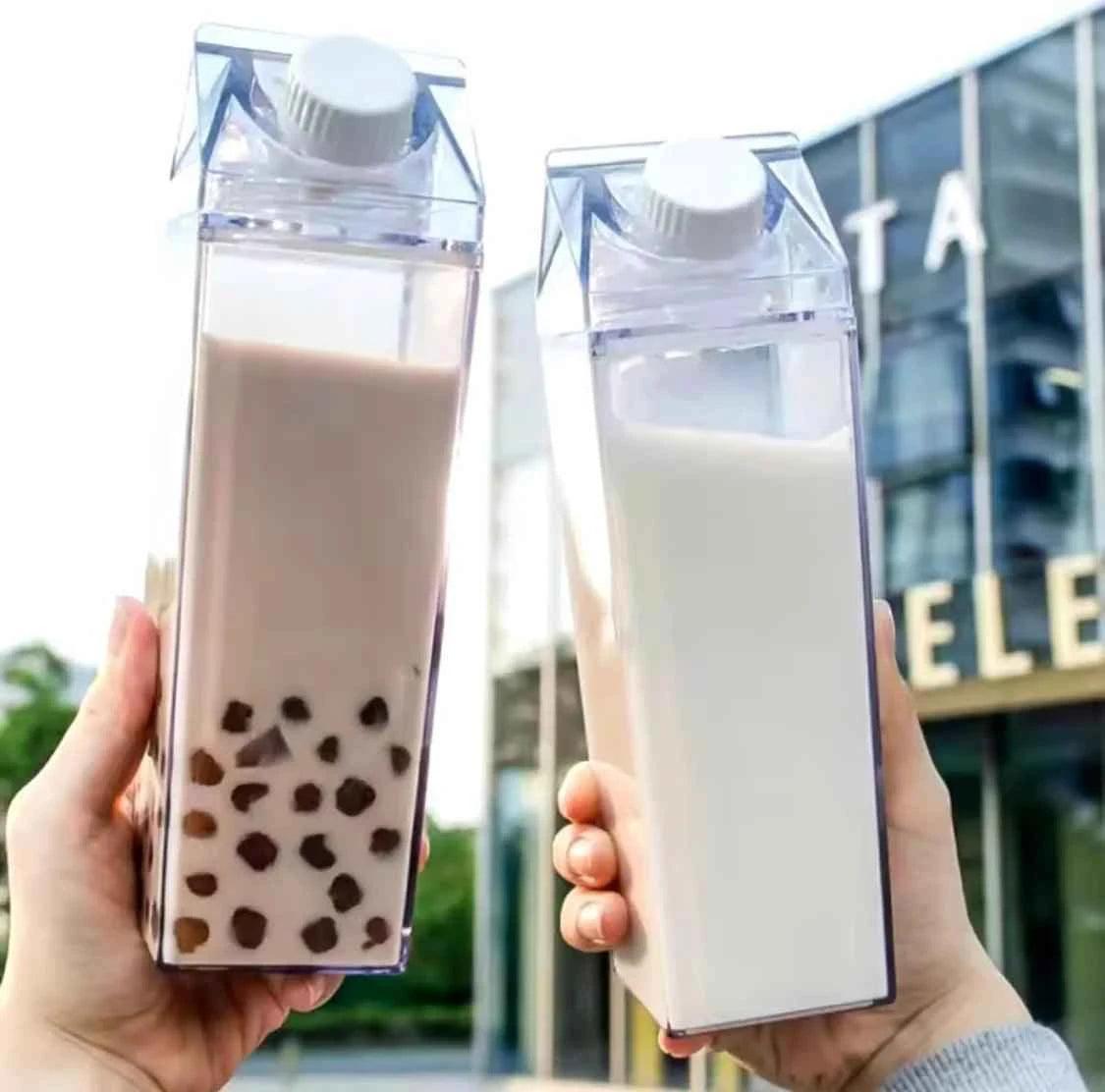 Transparent Milk Bottle, Portable Juice Bottle, Acrylic Detox Water Bottle.