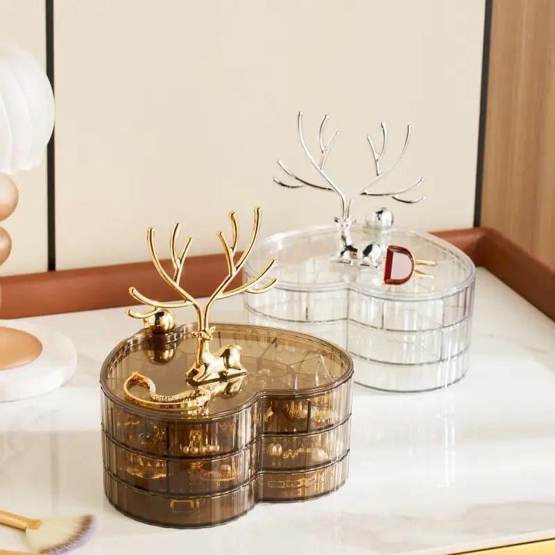 3 Layer Acrylic Deer Jewelry Organizer for Elegant Storage Solutions - Clarify.pk